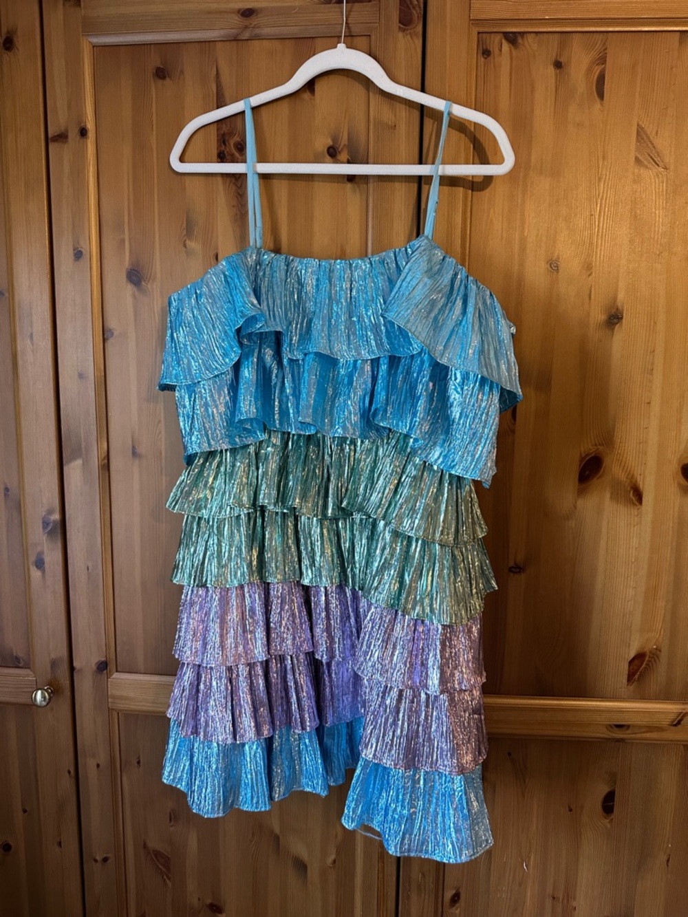 ASOS Ruffle Layered Party Dress - Blue, Green, Purple